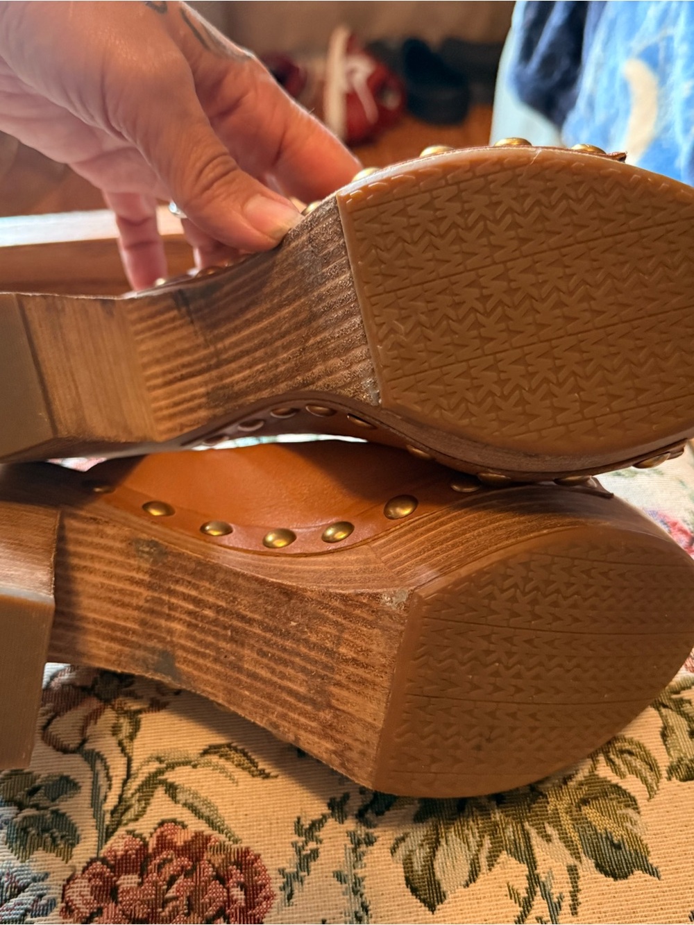 Michael Kors Tan Woven Leather Slide Mules - Picture 4 of 5